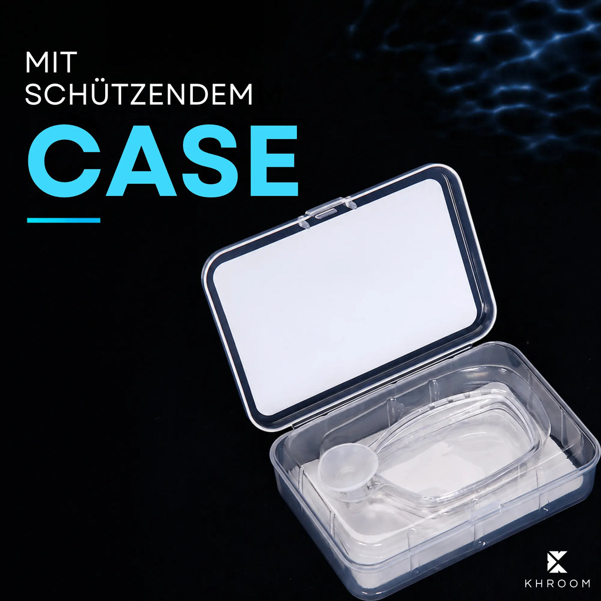 Khroom Sehhilfe für Schnorchelmaske im schützenden Case – transparente Aufbewahrungsbox für das Brillengestell mit Korrekturgläsern