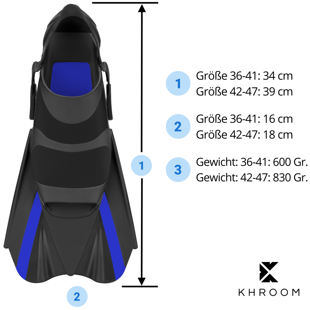 Krótkie płetwy made in Italy, tabela rozmiarów