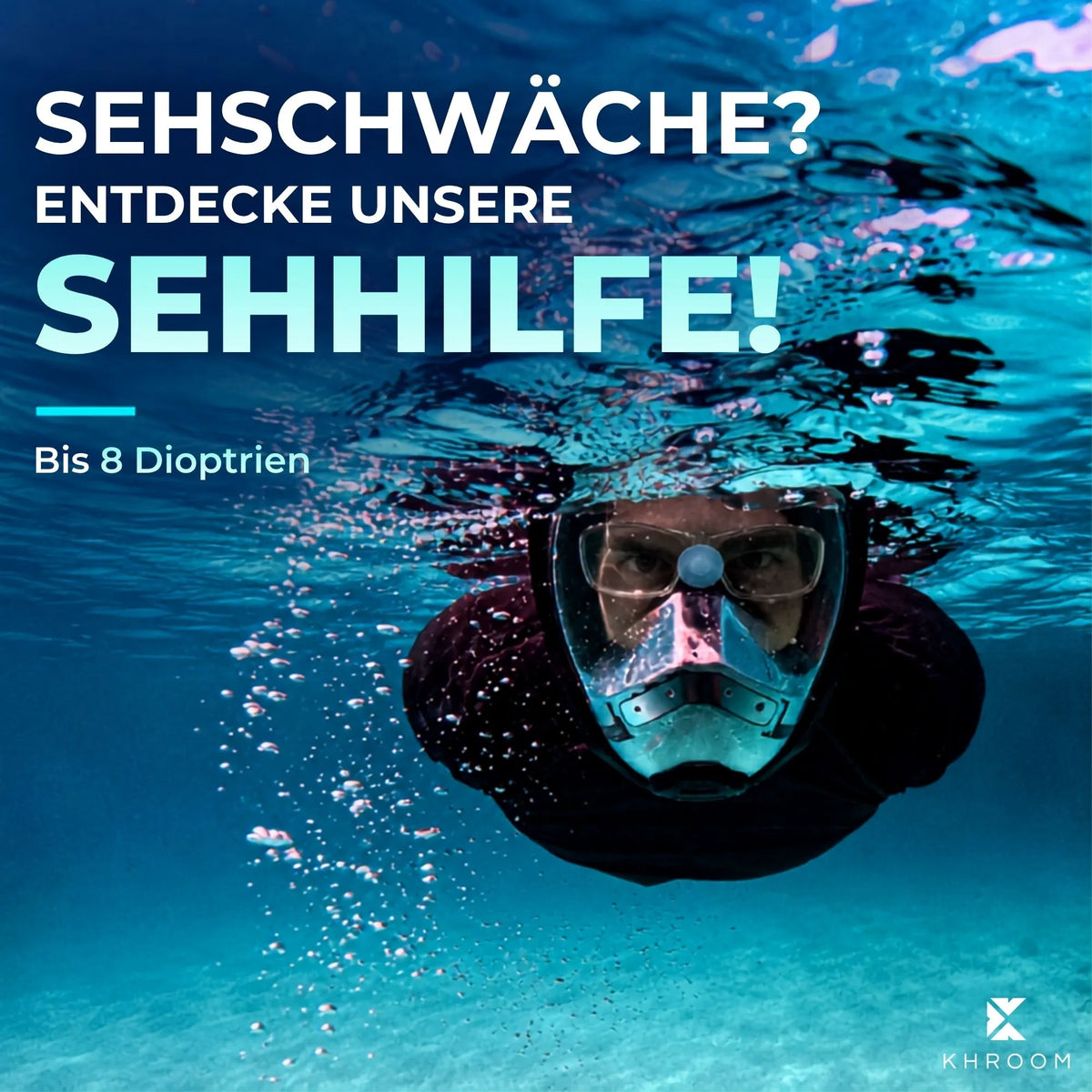Schnorchelmaske Seaview Y mit Sehhilfe – Korrekturgläser bis 8 Dioptrien